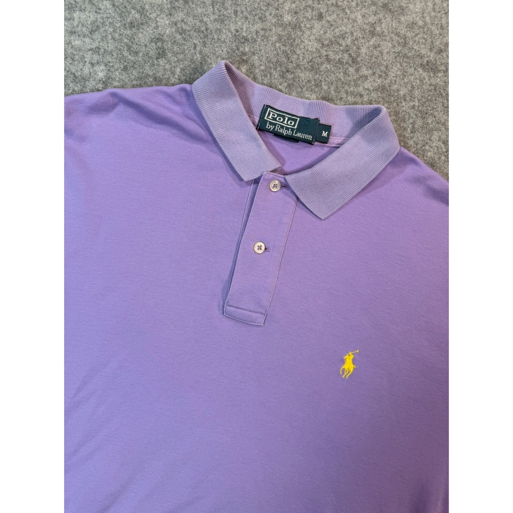 Polo Ralph Lauren Mens Purple Short Sleeve Polo Shirt Yellow Pony Logo Size M